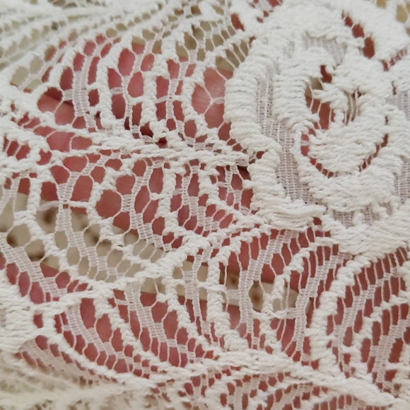 Lucky Brand Floral Lace Crocheted Whimsical Dainty Transparent Top Medium Ivory - Picture 11 of 16